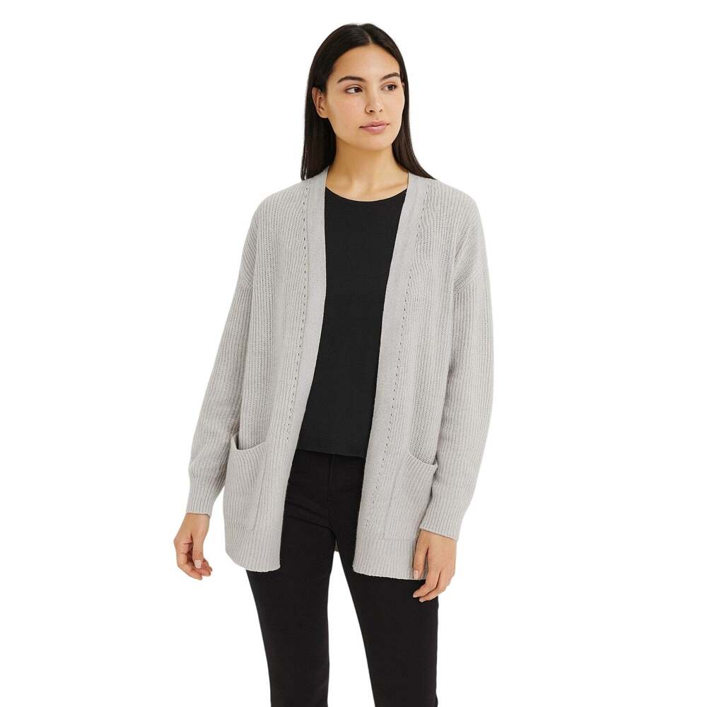 Abound Womens Size XS LightGray Long Stitch Open Front Cardigan Sweater